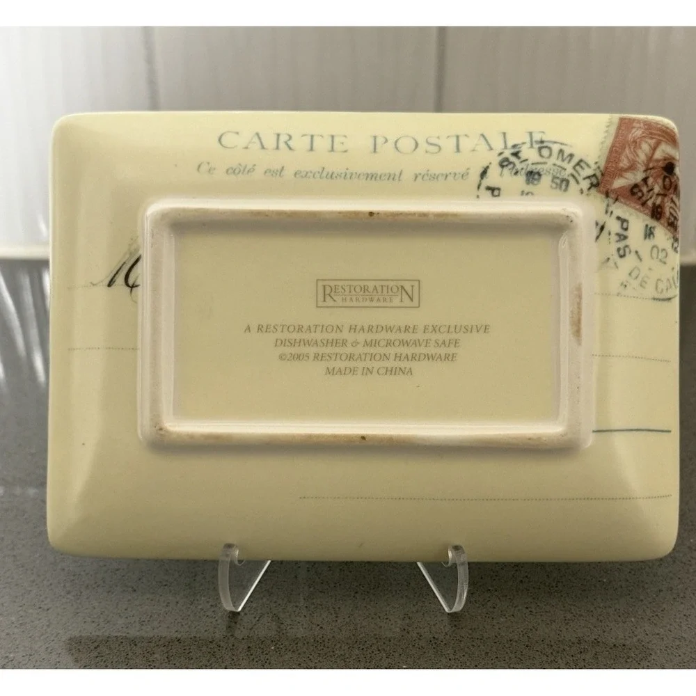 VTG Restoration Hardware Set 3 Paris Postcard Trinket Dish Appetizer Plate EUC